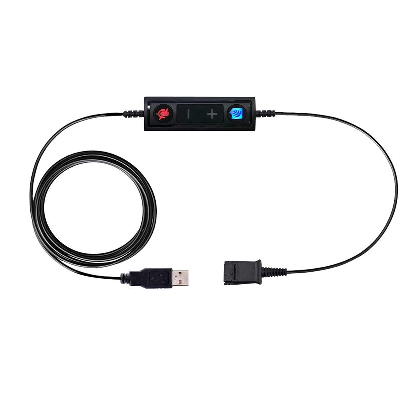 TruVoice USB to QD Adapter Cable Compatible with any Plantronics, Poly or TruVoice Headset with a Quick Disconnect (QD) - Includes in-Line Volume Control and Mute Functionality - Image 1